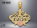 Load image into Gallery viewer, 14K Two-Tone Gold #1 GRANDMA Flower Charm with Necklace Chain Options