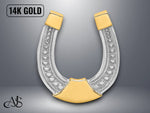 Load image into Gallery viewer, 14K Yellow Gold Horseshoe Chain Slide Charm with Necklace Chain Options
