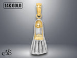 Load image into Gallery viewer, 14K Yellow Gold 3-D Scuba Flipper Charm with Necklace Chain Options