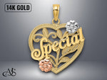 Load image into Gallery viewer, 14K Two-Tone Gold SPECIAL On Heart Flower Charm with Necklace Chain Options