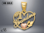 Load image into Gallery viewer, 14K Two-Tone Gold #1 GRANDMA In Heart Frame Charm with Necklace Chain Options