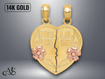 Load image into Gallery viewer, 14K Two-Tone Gold Big Sis-Lil Sis Break-apart Heart Charm with Necklace Chain Options