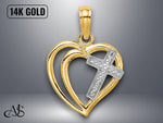 Load image into Gallery viewer, 14K Yellow Gold Cross In Heart Charm with Necklace Chain Options