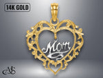 Load image into Gallery viewer, 14K Two-Tone Gold MOM Inside Heart Charm with Necklace Chain Options