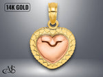 Load image into Gallery viewer, 14K Yellow and Rose Gold Polished Heart Beaded Charm with Necklace Chain Options