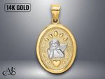 Load image into Gallery viewer, 14K Yellow Gold Oval Cherub Heart Charm with Necklace Chain Options