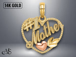 Load image into Gallery viewer, 14K Two-Tone Gold Heart #1 MOTHER Charm with Necklace Chain Options