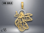Load image into Gallery viewer, 14K Yellow Gold Flying Angel Charm with Necklace Chain Options