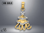 Load image into Gallery viewer, 14K Yellow Gold LOVE Christmas Tree Charm with Necklace Chain Options