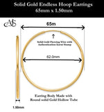 Load image into Gallery viewer, Gold Endless Hoop Earrings 10K and 14K - Extra-Small to Extra-Large Sizes Lightweight Thin 1.50mm