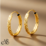 Load image into Gallery viewer, Gold Endless Hoop Earrings - Twisted Satin and Diamond-cut Texture - Lightweight Thin 2mm