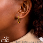 Load image into Gallery viewer, Gold Polished Classic Tube Hinged Wire Hoop Earrings 14K Yelllow White and Rose Gold - Lightweight Thin 2.5mm