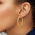 Load image into Gallery viewer, Gold Diamond-cut Endless Tube Hoop Earrings Hoop Earrings - 10K Yellow and 14K Yellow and White Gold - Lightweight Thin 3mm