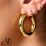 Load image into Gallery viewer, Gold Polished Classic Tube Hinged Wire Hoop Earrings 14K Yellow White and Rose Gold - Lightweight Thin 4mm