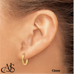 Load image into Gallery viewer, 10K and 14K Yellow, White, and Rose Gold Hoop Earrings - Diamond-cut Texture Tube - Lightweight Thin 2mm Width