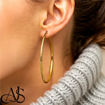 Load image into Gallery viewer, 10K and 14K Yellow, White, and Rose Gold Hoop Earrings - Diamond-cut Texture Tube - Lightweight Thin 2mm Width