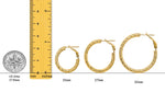 Load image into Gallery viewer, Gold Twist Diamond-cut Texture Omega Clip Backs Hoop Earrings - 14K Yellow and White Gold Lightweight Thin 3mm