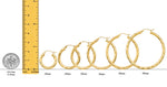Load image into Gallery viewer, 14K Yellow and White Gold Diamond-cut Texture Hoop Earrings - Lightweight Thin 3mm