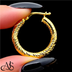 Load image into Gallery viewer, 14K Yellow and White Gold Twist Diamond-cut Texture Hoop Earrings - Lightweight Thin 3mm