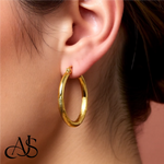 Load image into Gallery viewer, Gold Hoop Earrings Satin and Diamond-cut Texture - 10K and 14K Yellow, White and Rose Gold - Lightweight Thin 2mm