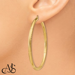 Load image into Gallery viewer, Gold Hoop Earrings Satin and Diamond-cut Texture - 10K and 14K Yellow, White and Rose Gold - Lightweight Thin 3mm