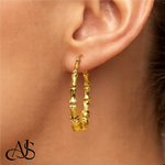 Load image into Gallery viewer, 14K Yellow Gold Lightweight Bamboo Hoop Earrings
