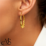 Load image into Gallery viewer, 14K Yellow Gold Lightweight Bamboo Hoop Earrings