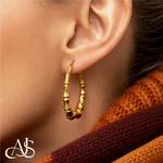 Load image into Gallery viewer, 14K Yellow Gold Lightweight Bamboo Hoop Earrings