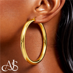 Load image into Gallery viewer, Gold Polished Classic Tube Hinged Wire Hoop Earrings 10K Yellow 14K Yellow White Gold - Lightweight Thin 5mm