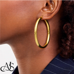 Load image into Gallery viewer, Gold Polished Classic Tube Hinged Wire Hoop Earrings 10K Yellow 14K Yellow White Gold - Lightweight Thin 5mm