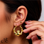 Load image into Gallery viewer, 14K Yellow Gold Claddagh Hoop Earrings