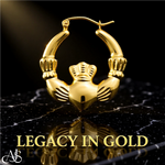 Load image into Gallery viewer, 10K Yellow Gold Claddagh Hoop Earrings