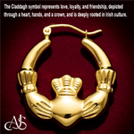 Load image into Gallery viewer, 10K Yellow Gold Claddagh Hoop Earrings