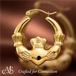 Load image into Gallery viewer, 14K Yellow Gold Claddagh Hoop Earrings