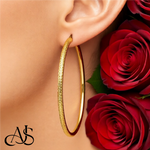 Load image into Gallery viewer, Gold Diamond-cut Texture Hoop Earrings - 10K and 14K Yellow, White and Rose Gold - Lightweight Thin 3mm