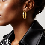 Load image into Gallery viewer, Gold Half Round Omage Backs Hoop Earrings - 10K and 14K Yellow or White Gold - Lightweight Thin 5mm