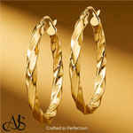 Load image into Gallery viewer, Gold Twisted Hoop Earrings - 10K and 14K Yellow and White Gold - Lightweight Thin 3mm
