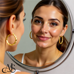 Load image into Gallery viewer, Gold Twisted Hoop Earrings - 14K Yellow and White Gold - Lightweight Thin 4mm