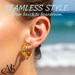 Load image into Gallery viewer, Gold Half Round Omage Backs Hoop Earrings - 10K and 14K Yellow or White Gold - Lightweight Thin 7.75mm