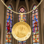 Load image into Gallery viewer, Sacred Heart of Jesus Engravalbe Round Medal Pendants in 14K Yellow Gold Satin Finished
