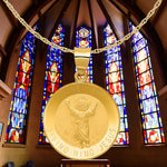 Load image into Gallery viewer, Divine Child Divino Nino Jesus Engravable Round Medal Pendants in 14K Yellow Gold Satin Finished Spanish with Necklace Chain Options