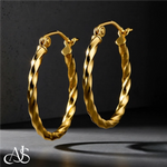Load image into Gallery viewer, 14K Yellow and White Gold Twisted Hoop Earrings 2mm Width