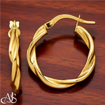 Load image into Gallery viewer, 14K Yellow and White Gold Twisted Hoop Earrings 2.75mm Width