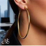 Load image into Gallery viewer, C-Hoop Open Circle Earrings 14K Yellow, White, or Rose Gold - Lightweight Thin 2mm Width