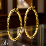 Load image into Gallery viewer, 14K Yellow Gold Diamond-cut Twisted Hoop Earrings - Lightweight Thin 3mm Width