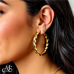Load image into Gallery viewer, 14K Yellow Gold Twist Tube Hoop Earrings 5mm Width in 3 Sizes
