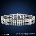 Load image into Gallery viewer, Lab Grown Princess Diamond Tennis Bracelet in 14K White or Yellow Gold for Women