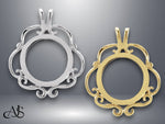 Load image into Gallery viewer, 14K Yellow White Gold Polished Finish Coin Frame Bezel Pendant Mounting - 13x1 mm Coin Size