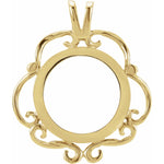 Load image into Gallery viewer, 14K Yellow White Gold Polished Finish Coin Frame Bezel Pendant Mounting - 13x1 mm Coin Size