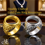 Load image into Gallery viewer, Coin Frame Bezel Polished Nugget Ring Mounting in 10K/14K Yellow White Gold and Sterling Silver with 17.9 mm Coin Size